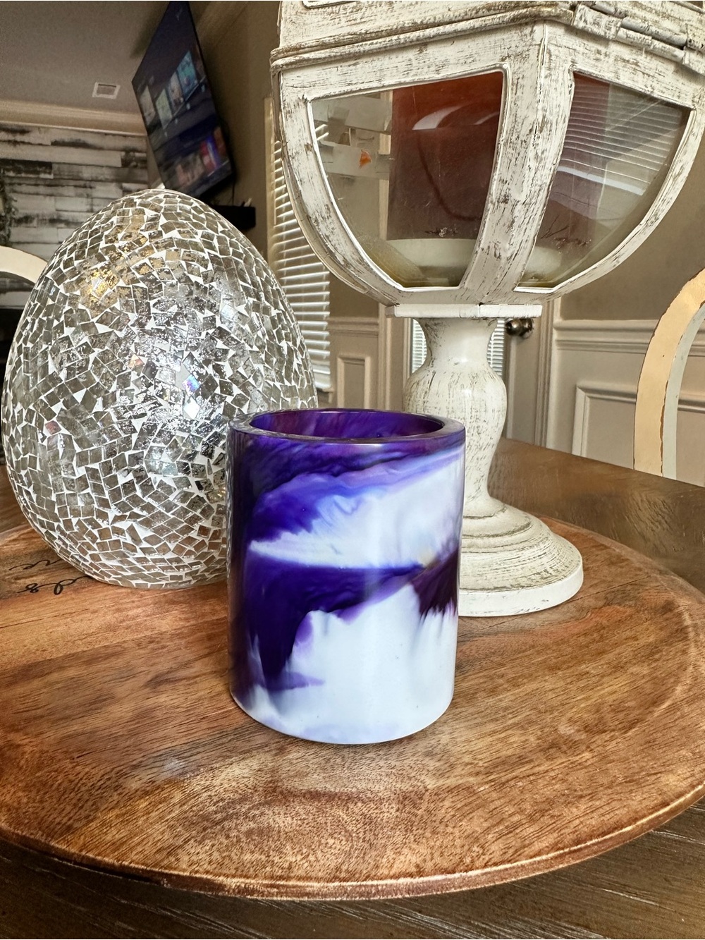 Homemade Purple & White Swirl resin trinket cup